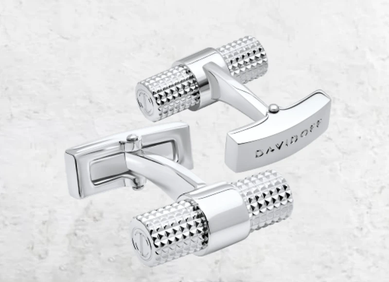 DAVIDOFF PARIS BRASS RP CLOUS DE PARIS PTRN - BARREL CUFFLINKS
