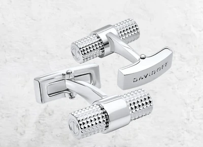 DAVIDOFF PARIS BRASS RP CLOUS DE PARIS PTRN  - BARREL CUFFLINKS