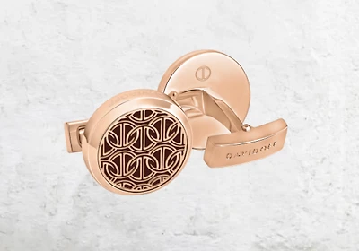 DAVIDOFF ZINO CUFFLINKS SOLID BRASS RHODIUM PLATED/BLACK LACQUER