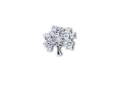 Tree of Life Silver with Clear Crystal Pin