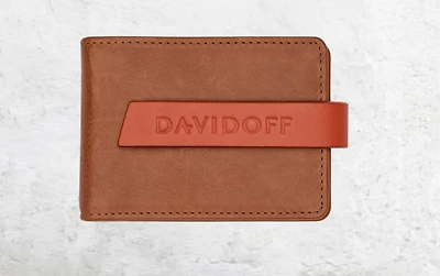 Davidoff Cognac Orange Leather Wallet