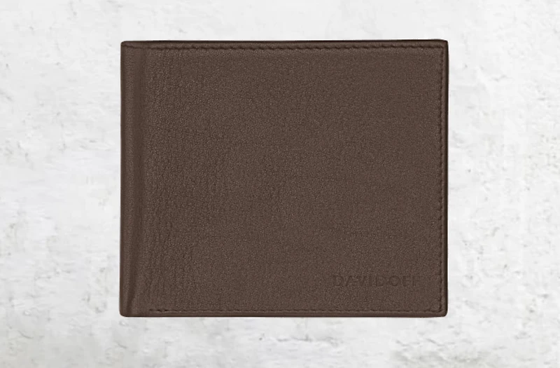 ESSENTIALS Brown Leather 2 Pocket Wallet