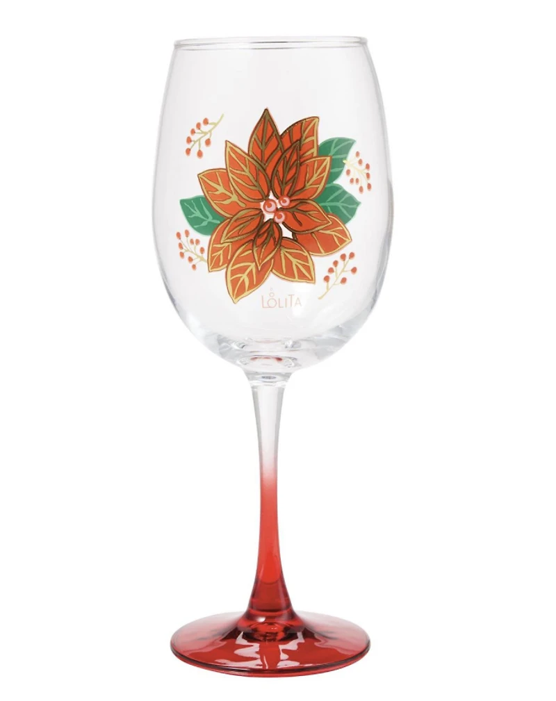 Celebrations Poinsettia Wine Glass