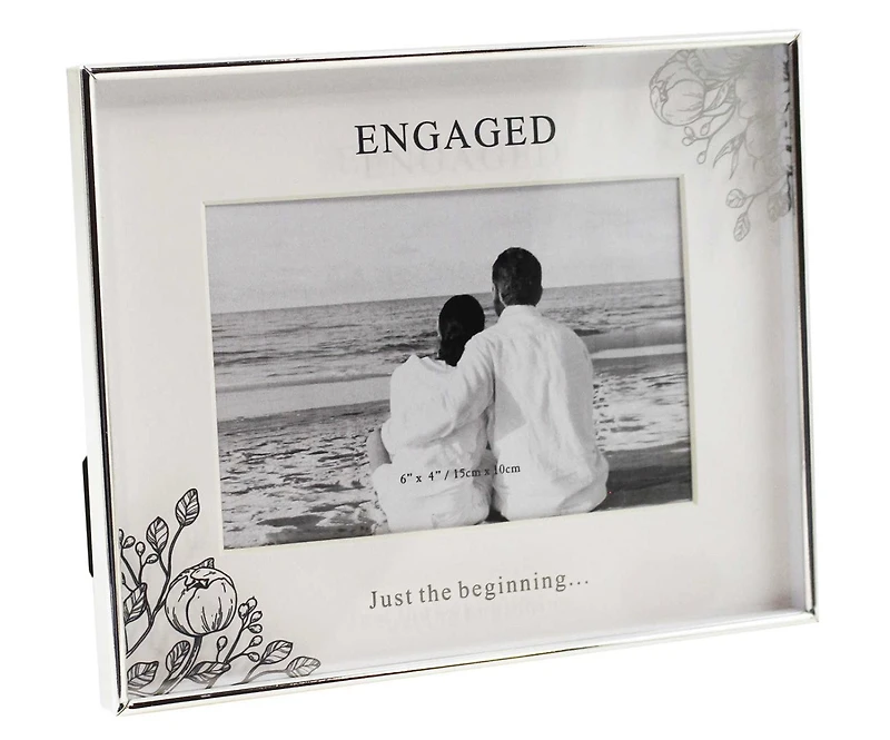 6x4" SILVER MIRROR ENGAGED FRAME 'JUST THE BEGINNING...'