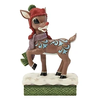 Rudolph with Knit Hat Figurine