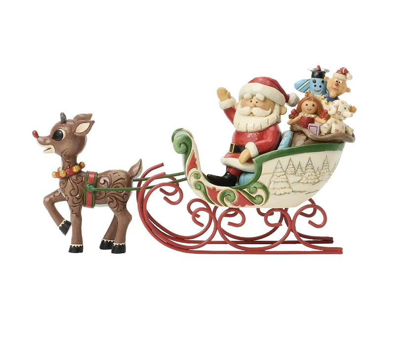 Rudolph Pulling Santa in Sled Figurine
