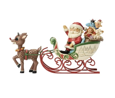 Rudolph Pulling Santa in Sled Figurine