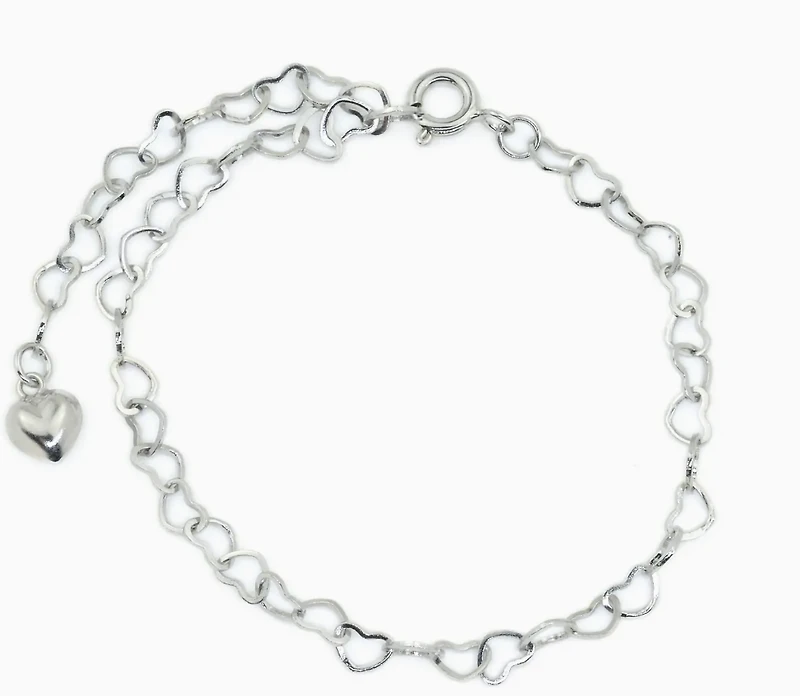 Silver Dainty Heart Chain Bracelet