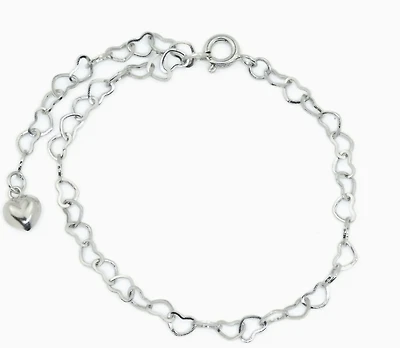 Silver Dainty Heart Chain Bracelet