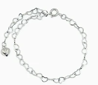Silver Dainty Heart Chain Bracelet