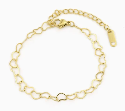 Gold Dainty Heart Chain Bracelet
