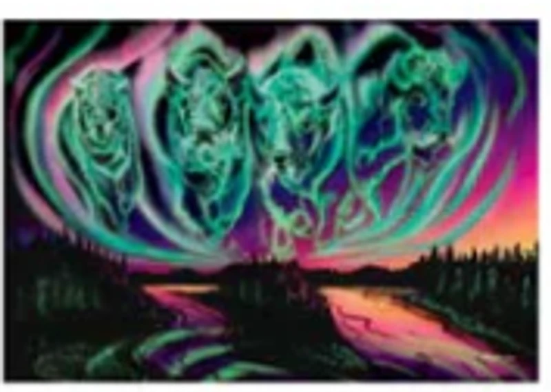 "Sky Dance-Wood Buffalo Skies" Note Card