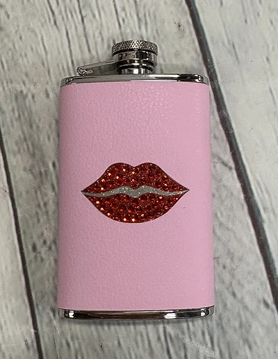 Pink Flask with Lips