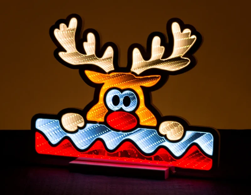 16" Rudolph Head W/Snow Infinity Light