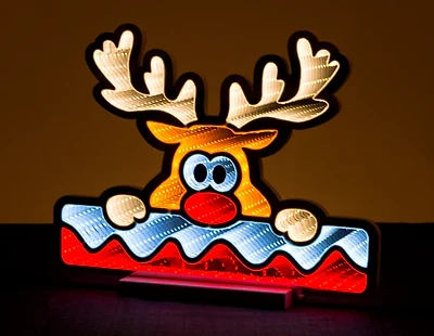 16" Rudolph Head W/Snow Infinity Light