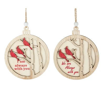 4" Wood Disc Cardinal Ornament