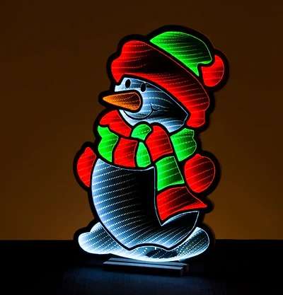 24" Snowman W/Red & Green Scarf Infinity Light