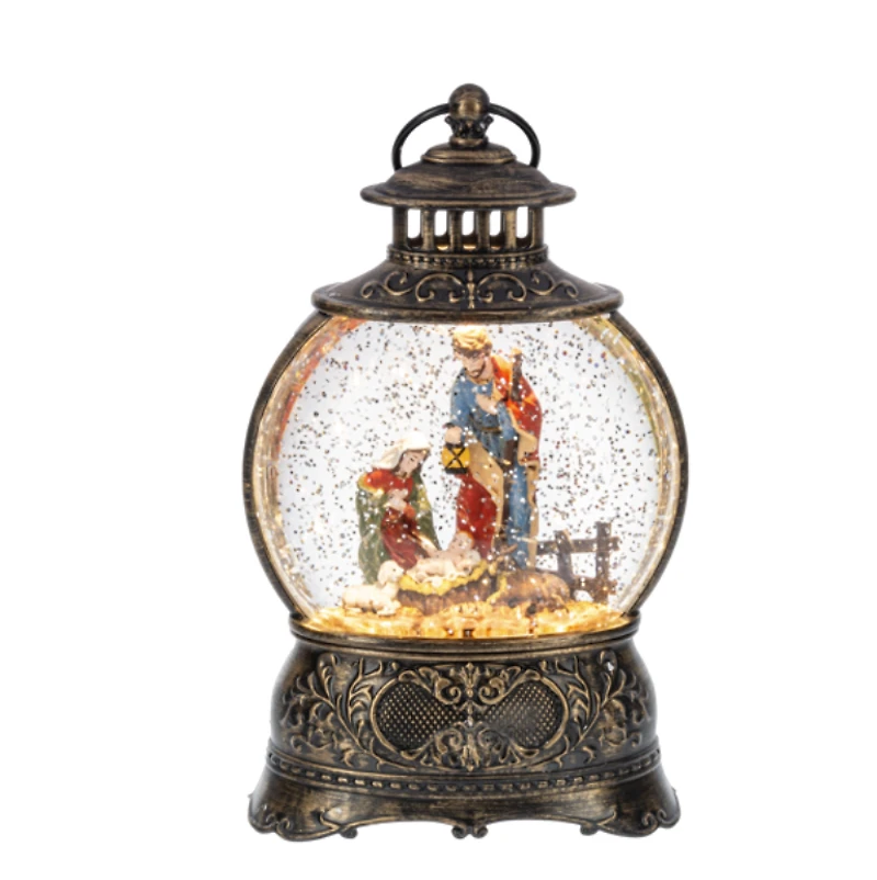 LED Light Up Shimmer Holy Family in Lantern