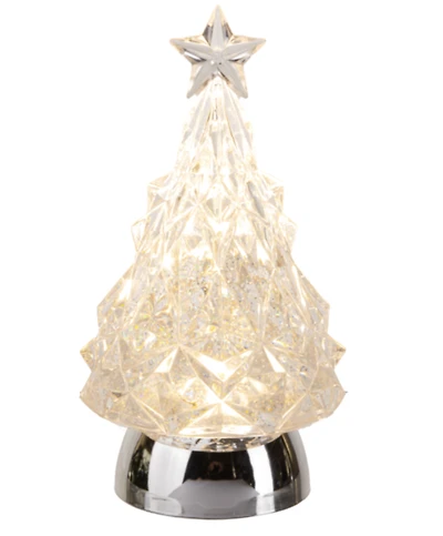 LED Light Up Shimmer Silver Tree Figurine