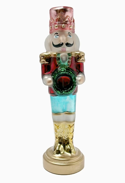Red Nutcracker Ornament Holding Wreath