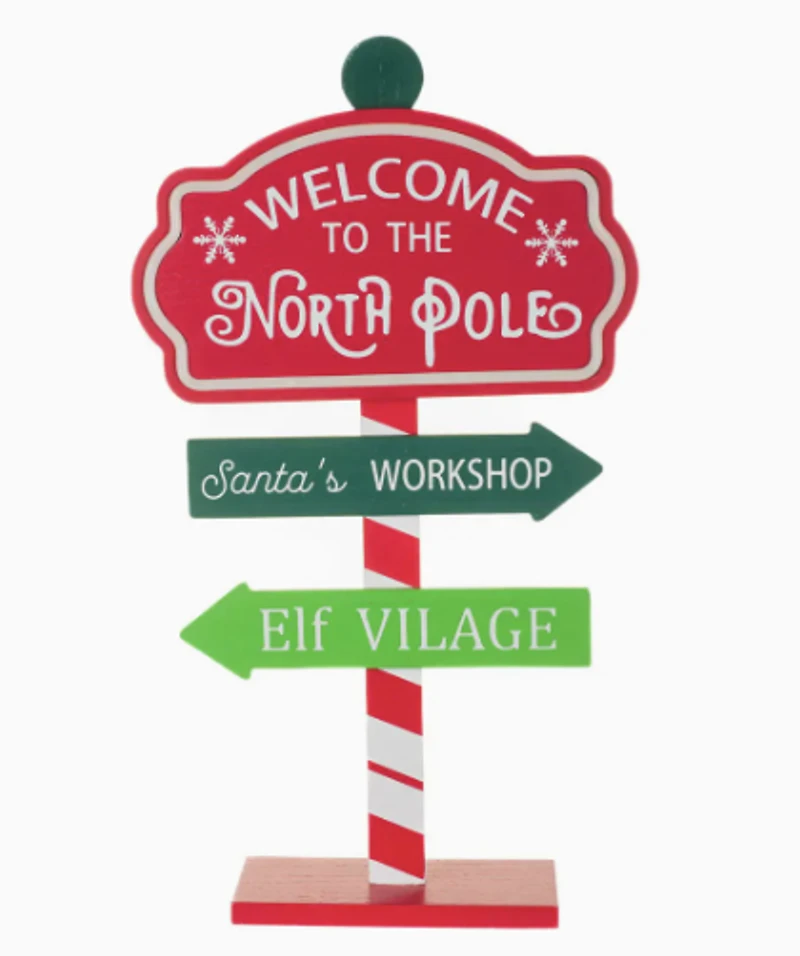 Red/Green Illuminated North Pole Guidepost Accent