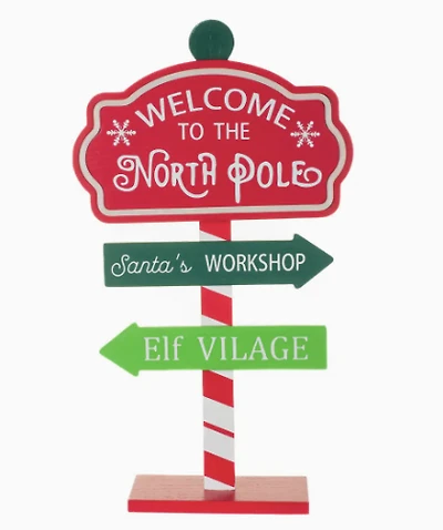 Red/Green Illuminated North Pole Guidepost Accent