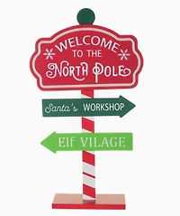 Red/Green Illuminated North Pole Guidepost Accent