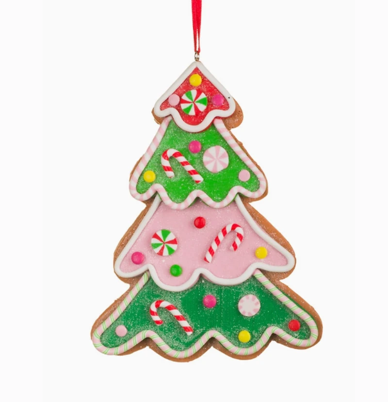 Green/Pink Glittery Christmas Tree Ornament