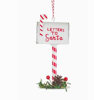 White/Red "Letters To Santa" Mailbox Ornament
