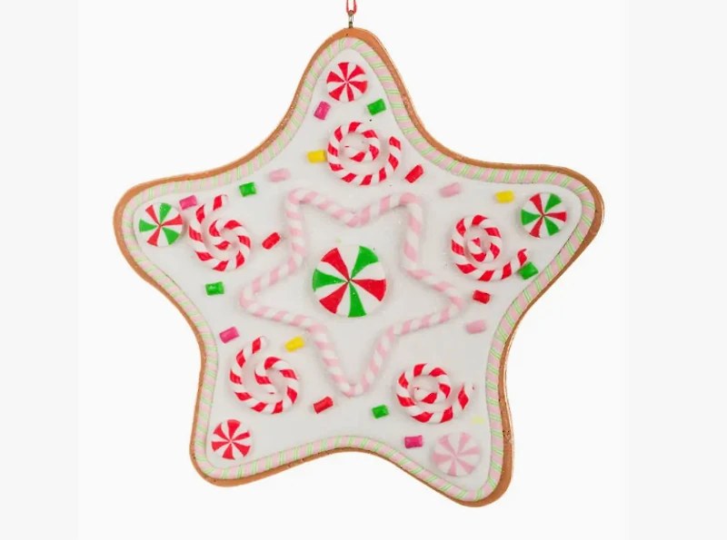White Glittery Candy Cane Star Ornament
