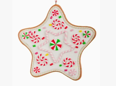 White Glittery Candy Cane Star Ornament