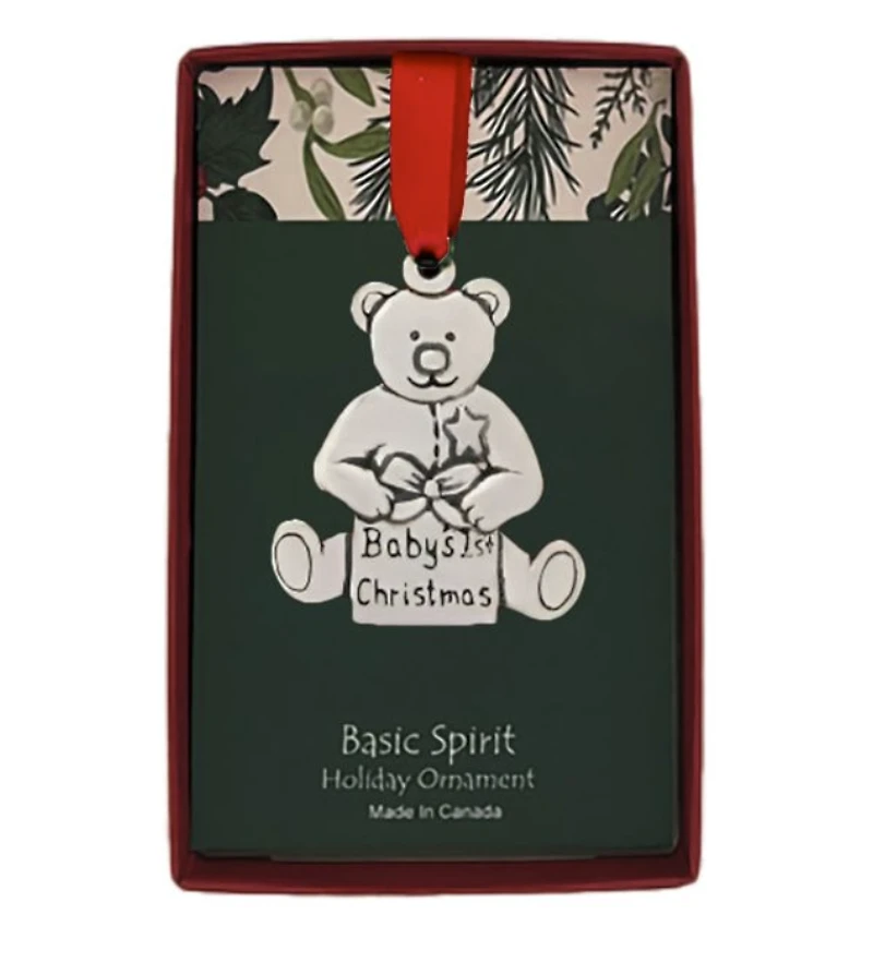 Pewter Teddy Baby's 1st Ornament