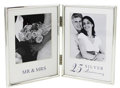 4x5" SILVER PLATED DOUBLE FRAME- '25TH ANNIVERSARY'