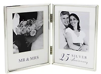 4x5" SILVER PLATED DOUBLE FRAME- '25TH ANNIVERSARY'