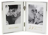 4x5" SILVER PLATED DOUBLE FRAME- '50TH ANNIVERSARY'