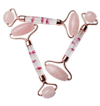 Massage Roller - Rose Quartz w/ Flower Handle