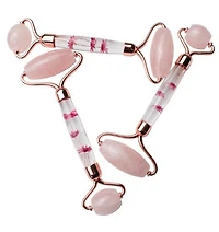 Massage Roller - Rose Quartz w/ Flower Handle