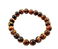Gemstone 8 mm Round Bracelet-Gold Tigereye