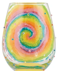 Tie Dye Stemless Wine Glass