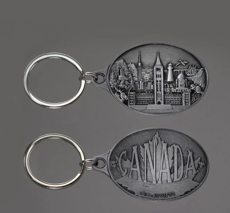 Double Sided Pewter Canada Keychain