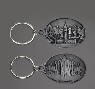 Double Sided Pewter Canada Keychain