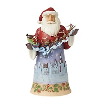 Santa with Sleigh Over Night Scene Figurine