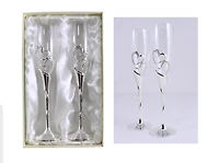 Heart Champagne Flute w/ Crystals - Set of 2