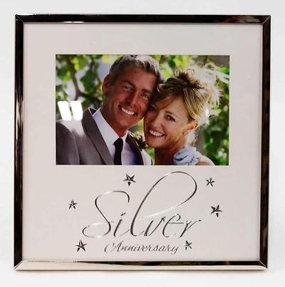 Silver Anniversary Frame w/ Stars - 6"x4"