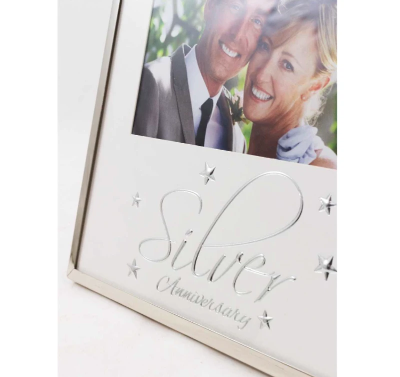 Silver Anniversary Frame w/ Stars - 6"x4"