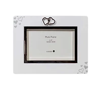 White Double Heart Frame - 6"x4"