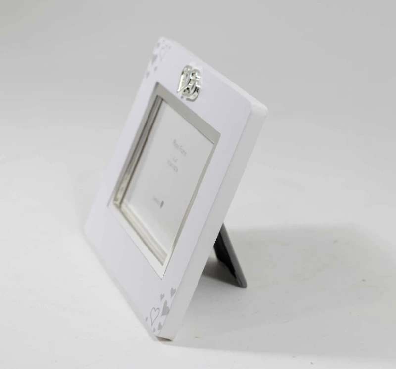 White Double Heart Frame - 6"x4"