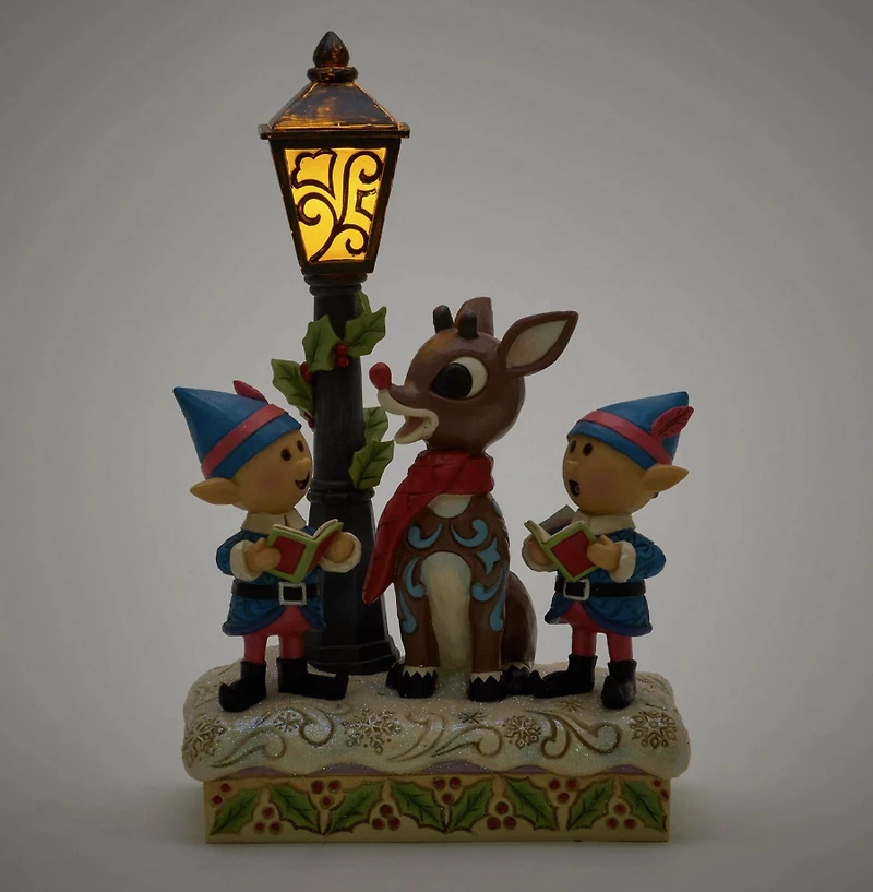 Rudolph and Elves Caroling Figurine