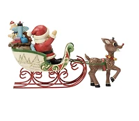 Rudolph Pulling Santa in Sled Figurine