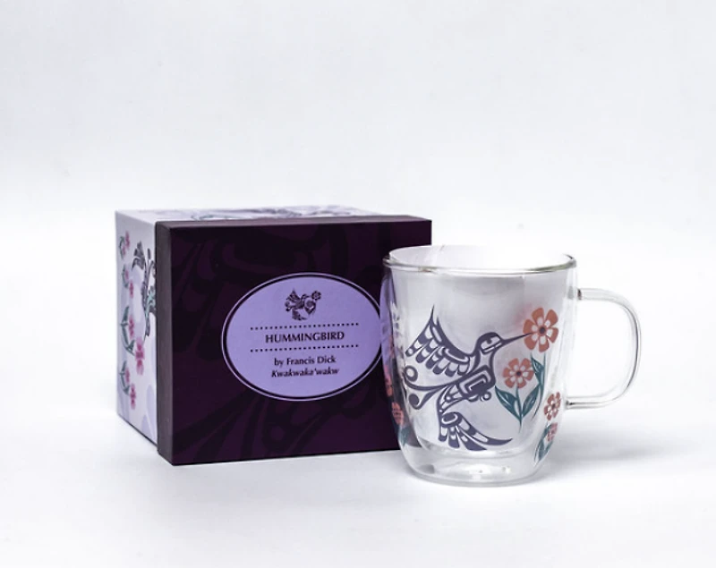 Double Walled Glass Mug- Hummingbird